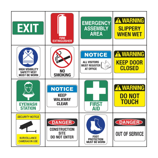 SAFETY SIGNAGE BINGO Card