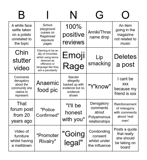 Ragebread Bingo Card