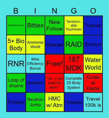 Exo/Bio Bingo Card