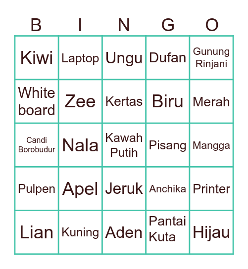 Bebeth Bingo Card