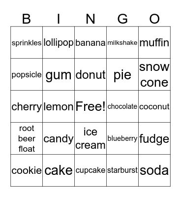 Sweet Shop Bingo Card