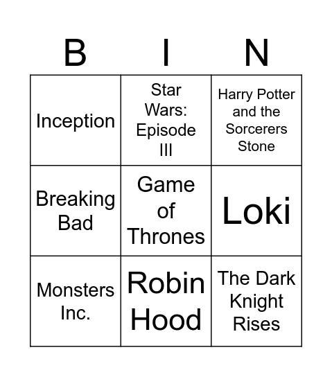 Movie Soundtrack Bingo - Not only themes Bingo Card