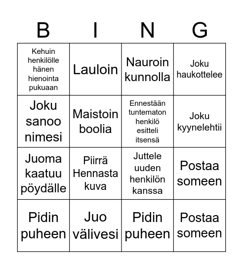 Synttäribingo Card