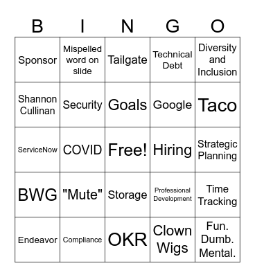 OIT All Hands Bingo Card