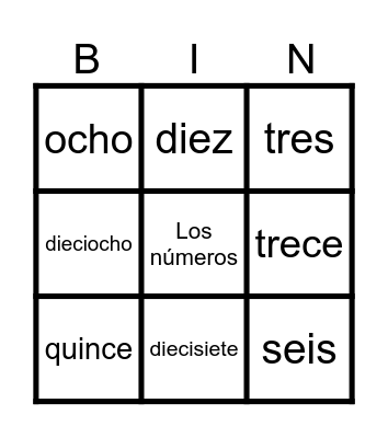 Los números del 1-20 Bingo Card