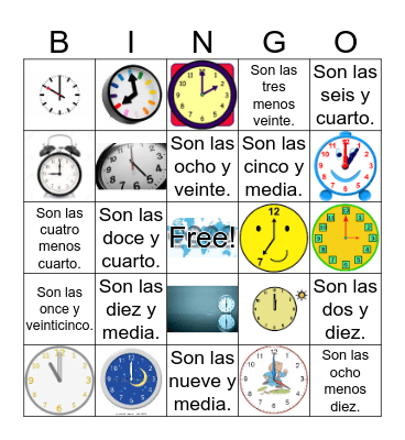 ¿Qué hora es?  Bingo Card