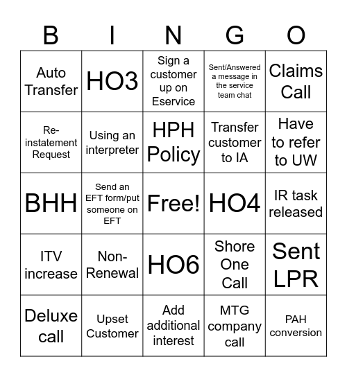 Plymouth Rock Phone Bingo Card