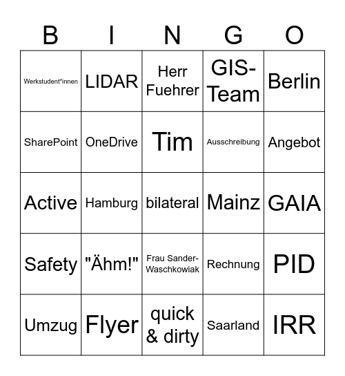 Fly In & Fly Out Bingo 4 Bingo Card