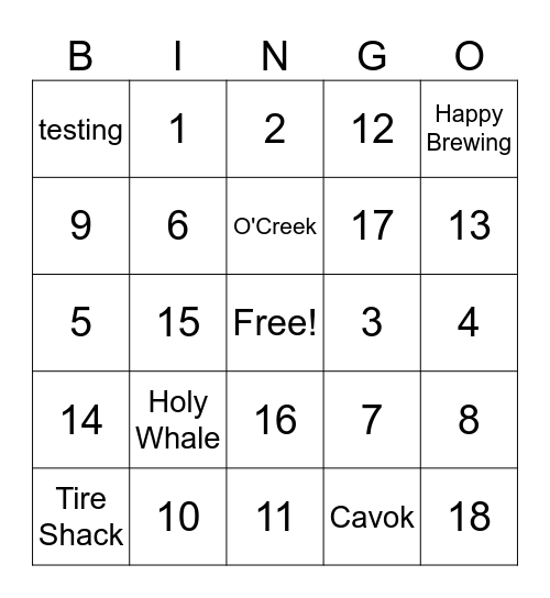 Rachel's Bus Tour Bingo Card