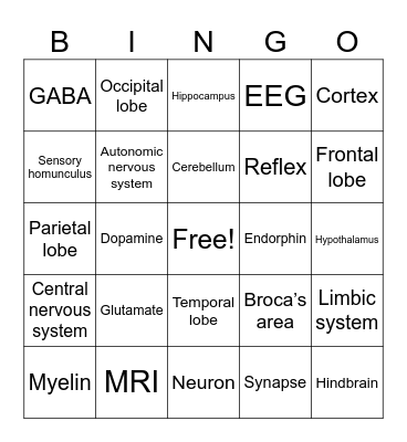 BioPsych Bingo Card