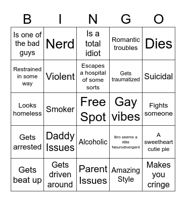 Dane DeHaan movie Bingo Card Bingo Card
