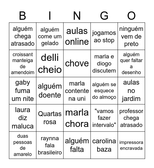 6ª Edição Bingo Card