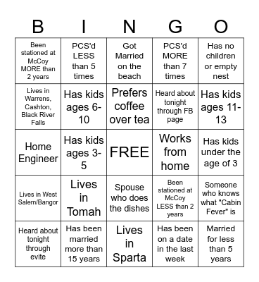 181 Spouse Brigade Bingo Card