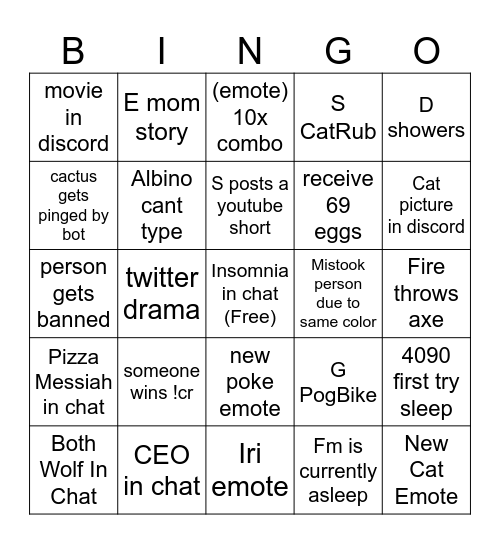yliad bingo 1.0 Bingo Card