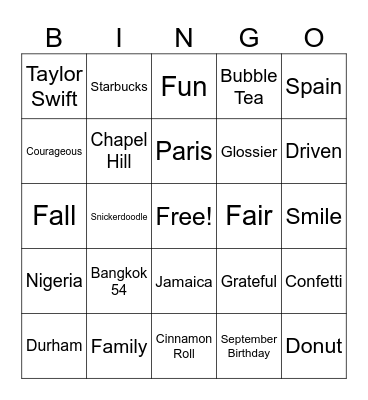 Aji's 16th Bingo Card