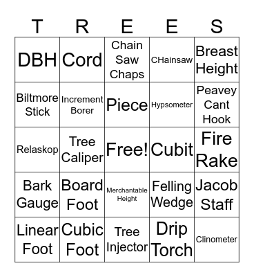 Forestry Bingo Card