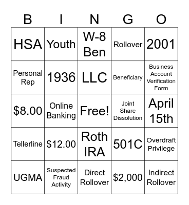 Sales BINGO Card