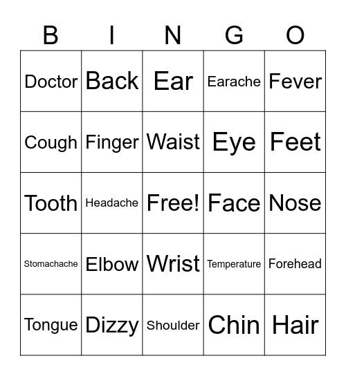 Health Bingo Card