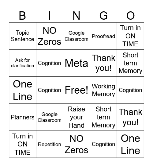 Study SkilllZZZZ Bingo Card