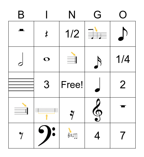 MUSICAL BINGO Card