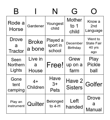 Shirley's Bingo Card