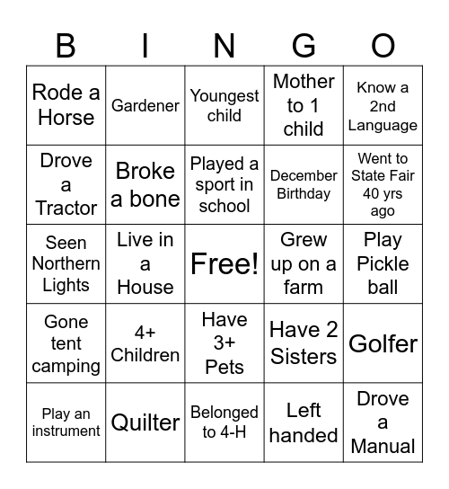 Shirley's Bingo Card