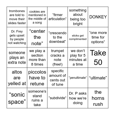 Recording Session Bingo!! Bingo Card