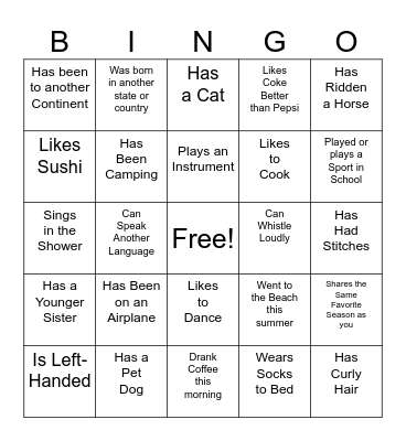 Find Someone Who... Bingo Card