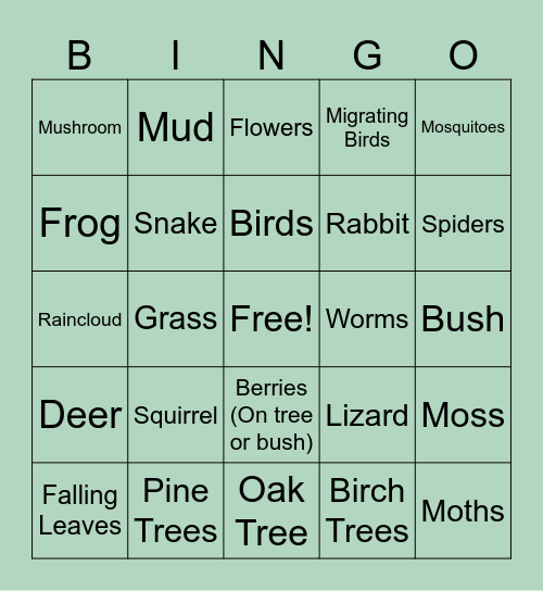 Temperate BINGO! Bingo Card