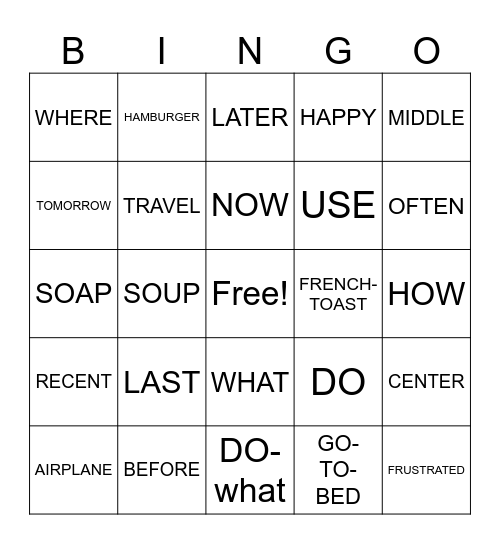LESSON 16-18 REVIEW Bingo Card
