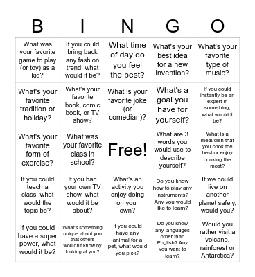 Icebreaker Bingo! Bingo Card