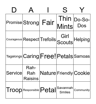 Daisy Bingo Card