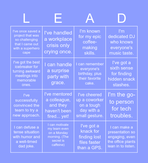 Leadership BINGO Card