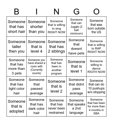 Someone Bingo Card