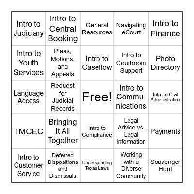 NEO Manual Bingo! Bingo Card