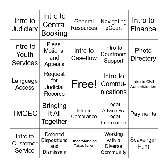 NEO Manual Bingo! Bingo Card