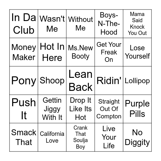 HIP HOP AND RAP Bingo Card