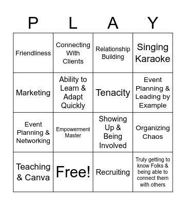 Super Power Bingo Card