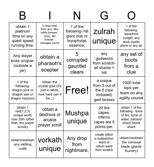 Pestilent Bingo Card