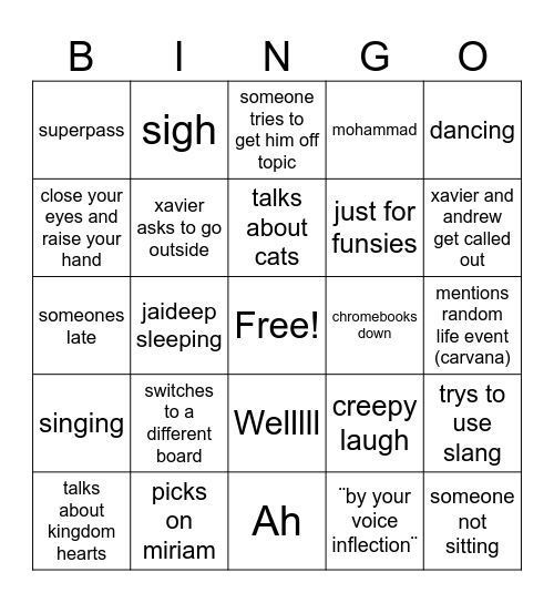 Kowalski bingo Card