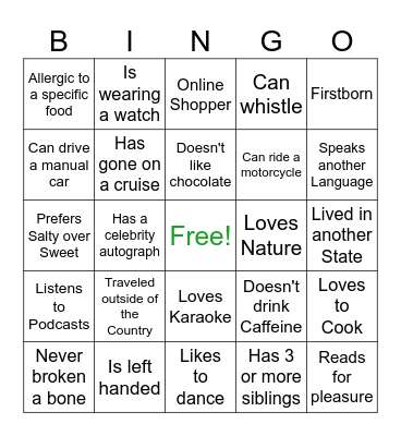 Service Succes Bingo Card