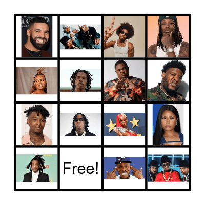 Rapper Bingo Card