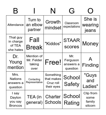 JJ Roadshow 2023 Bingo Card