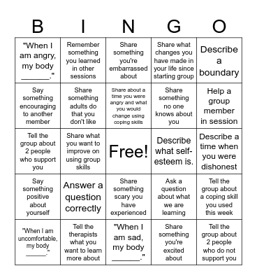 Group Bingo Card