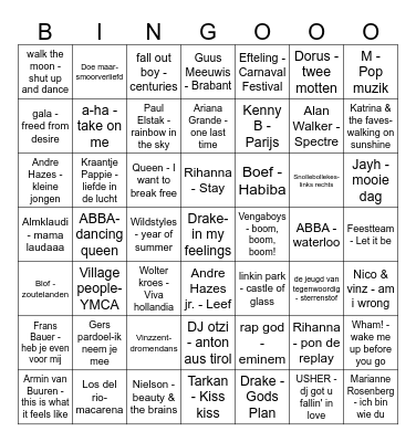 Muziek Bingo Card