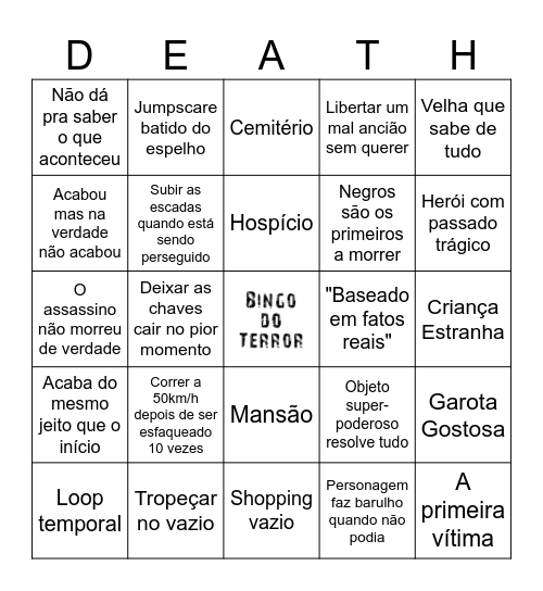 Bingo do Terror Bingo Card