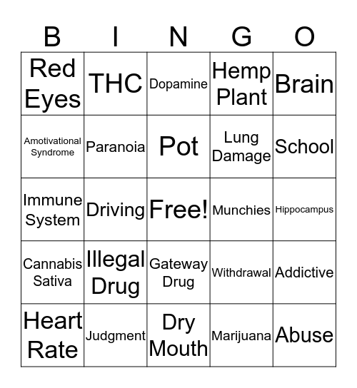 Marijuana Bingo Card