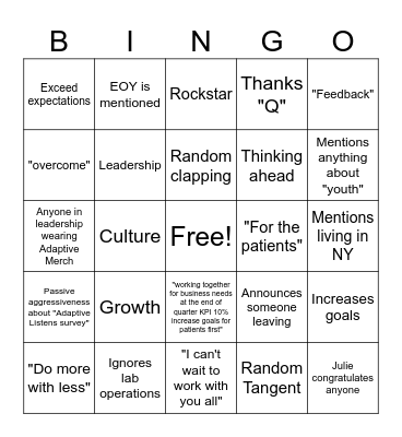 Lab Ops Bingo Card
