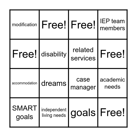 Vocabulary Bingo! Bingo Card