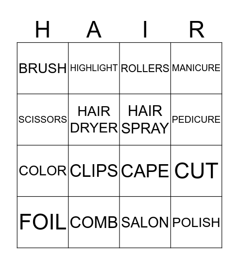 BEAUTY SCHOOL Bingo Card